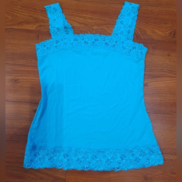 Halogen Tops - Halogen Blue Lace Cami Tank Top Camisole SIZE SMALL Y2K Style